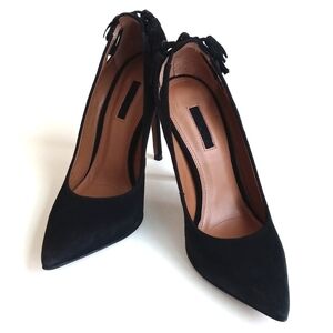 Topshop Elegant Black Suede Leather 5" High Heels 38 (7.5)